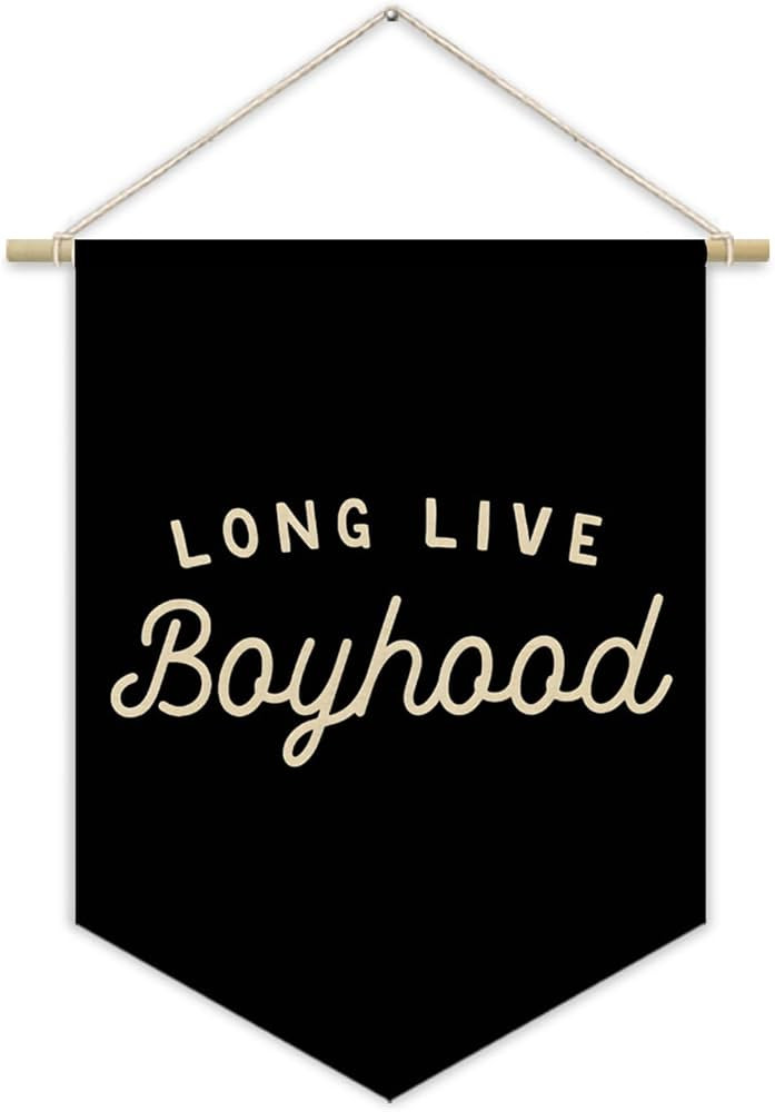 Boy Room Decor,Long Live Boyhood Black Canvas Banner Nursery Playroom Wall Decor for Boys Bedroom... | Amazon (US)