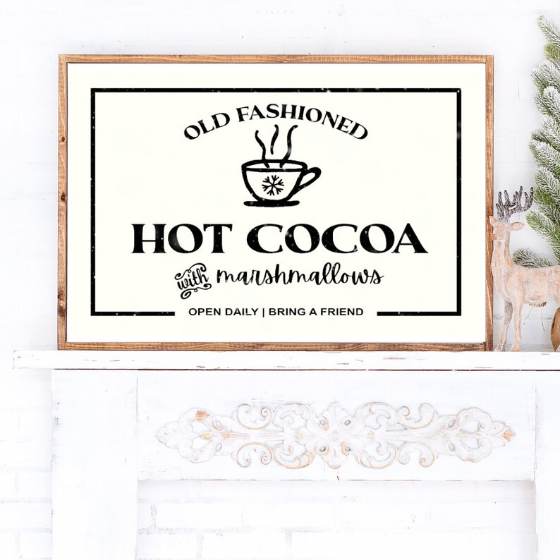 Old Fashioned Hot Cocoa Canvas Printed Sign - Etsy | Etsy (US)
