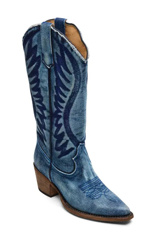 Steve Madden Albany Western Boot in Denim Fab at Nordstrom, Size 5.5 | Nordstrom