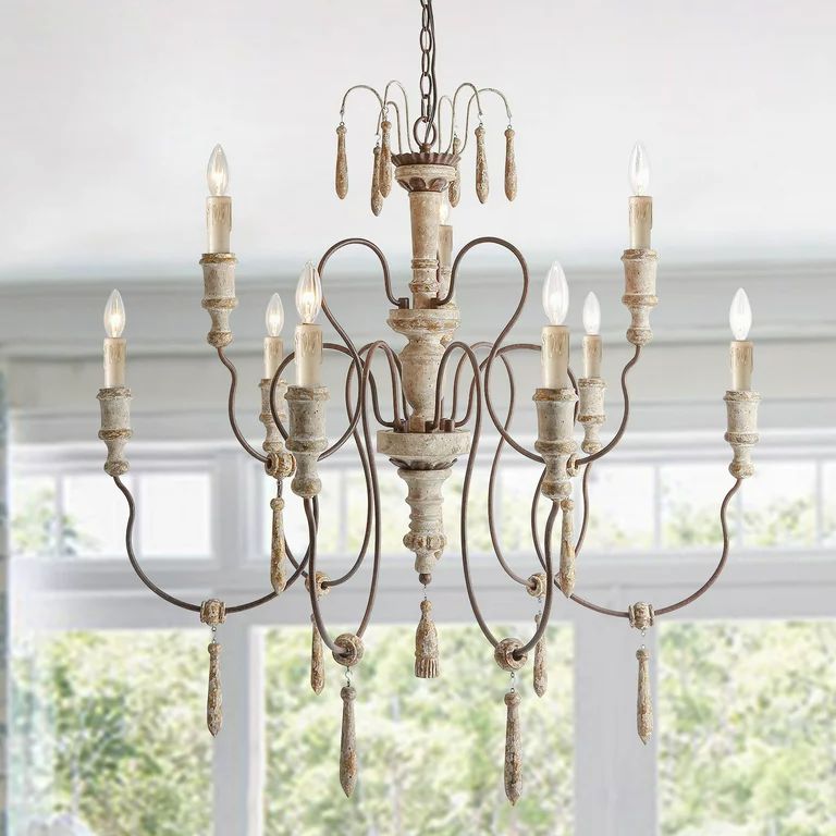 LNC Weathered Wooden Chandeliers with Pendants French Country Living Room Lighting Fixtures - Wal... | Walmart (US)