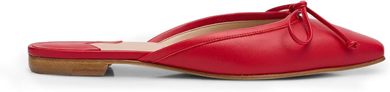 QIV Flat Mules for Women Square Toe Ballet Flats Backless Loafers | Amazon (US)