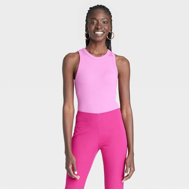 Women's Ribbed Slim Fit Tank Top - A New Day™ Pink M | Target