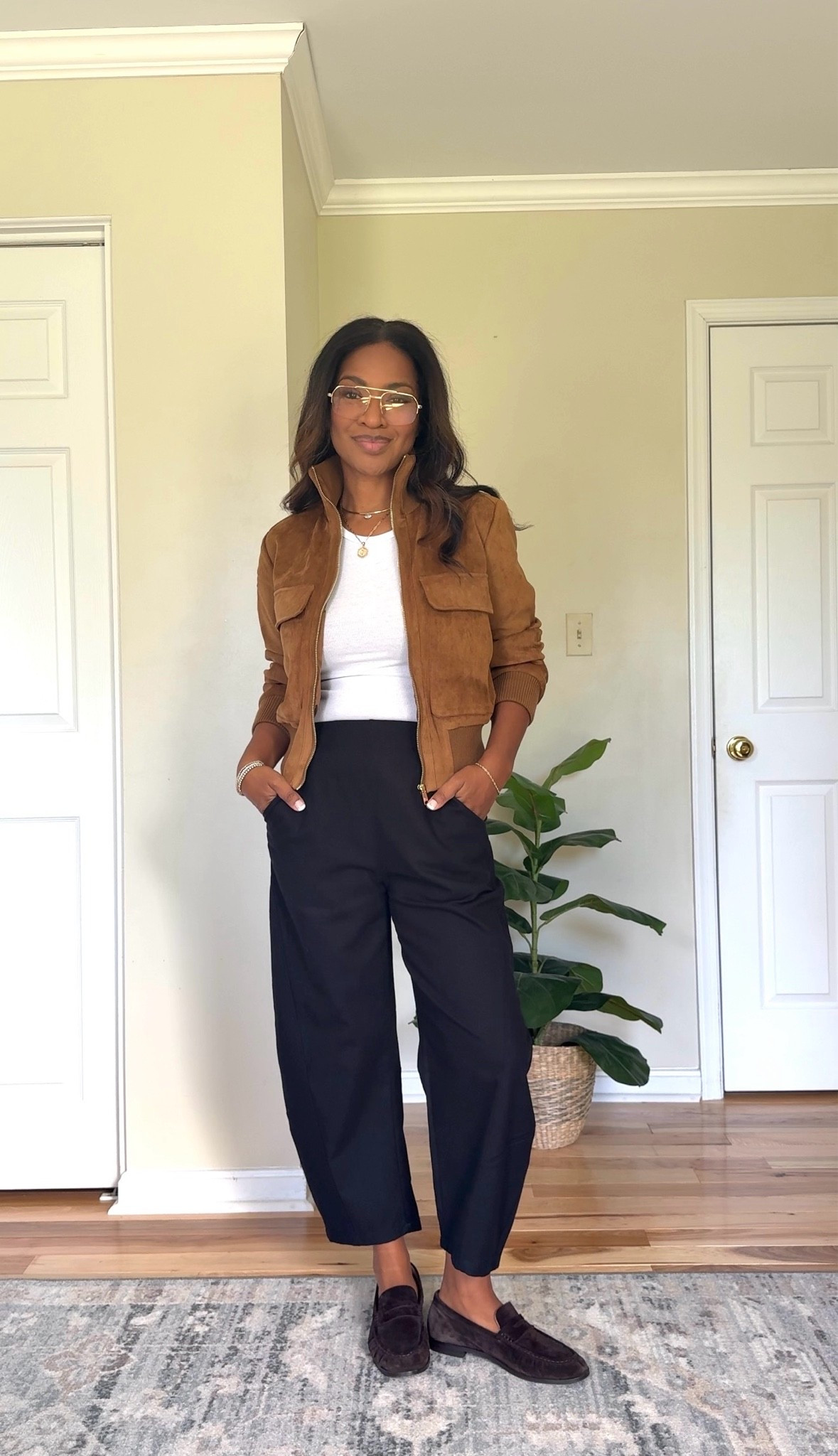 Jacket: Small (I would size up one)
Top: Small
Pants: Small / 4
Loafers: Size 9

#LTKootd #LTKgrwm #LTKOver40