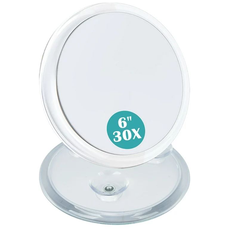 30X Magnifying Mirror with Stick On Suction Cups,Travel Mirror for Makeup, 15cm Diameter | Walmart (US)