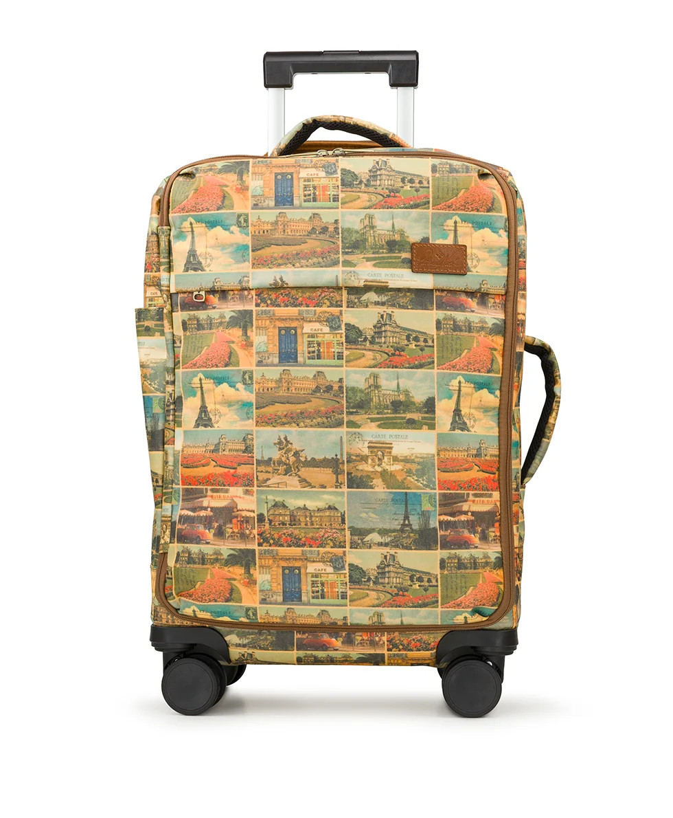 Cagliari Roller Duffel - Patina Coated Linen Canvas - Postcards From Paris | Patricia Nash Designs