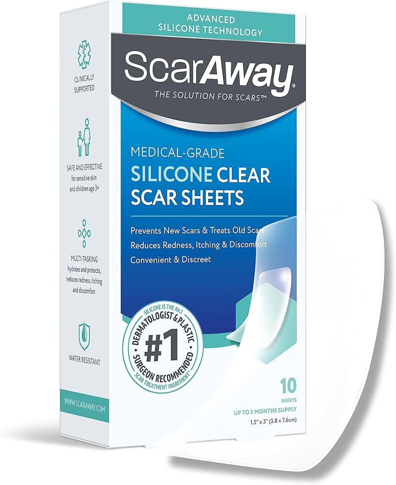 ScarAway Clear Silicone Scar Sheets, White, 10 Count | Amazon (US)