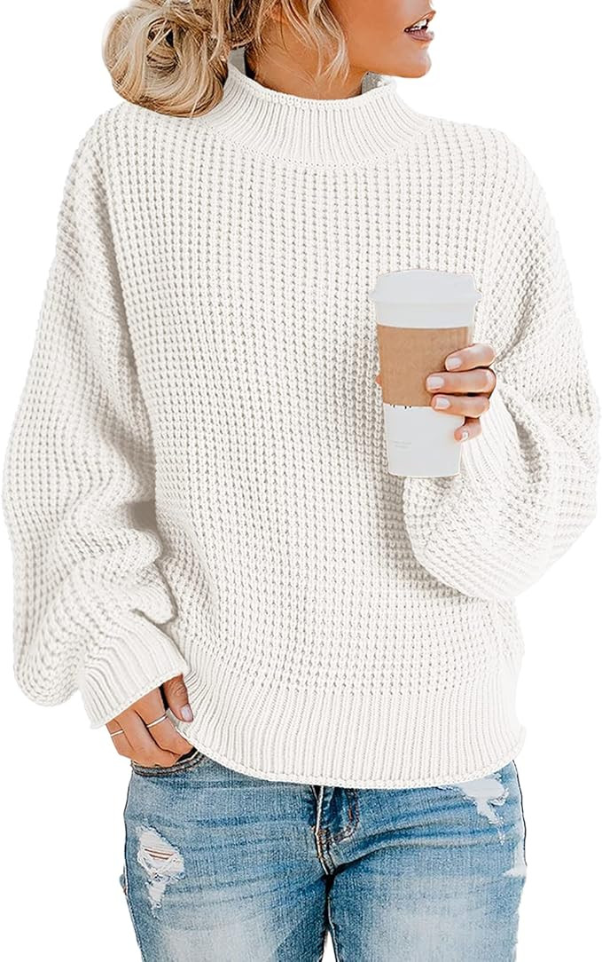 Saodimallsu Womens Turtleneck Oversized Sweaters Batwing Long Sleeve Pullover Loose Chunky Knit Jump | Amazon (US)