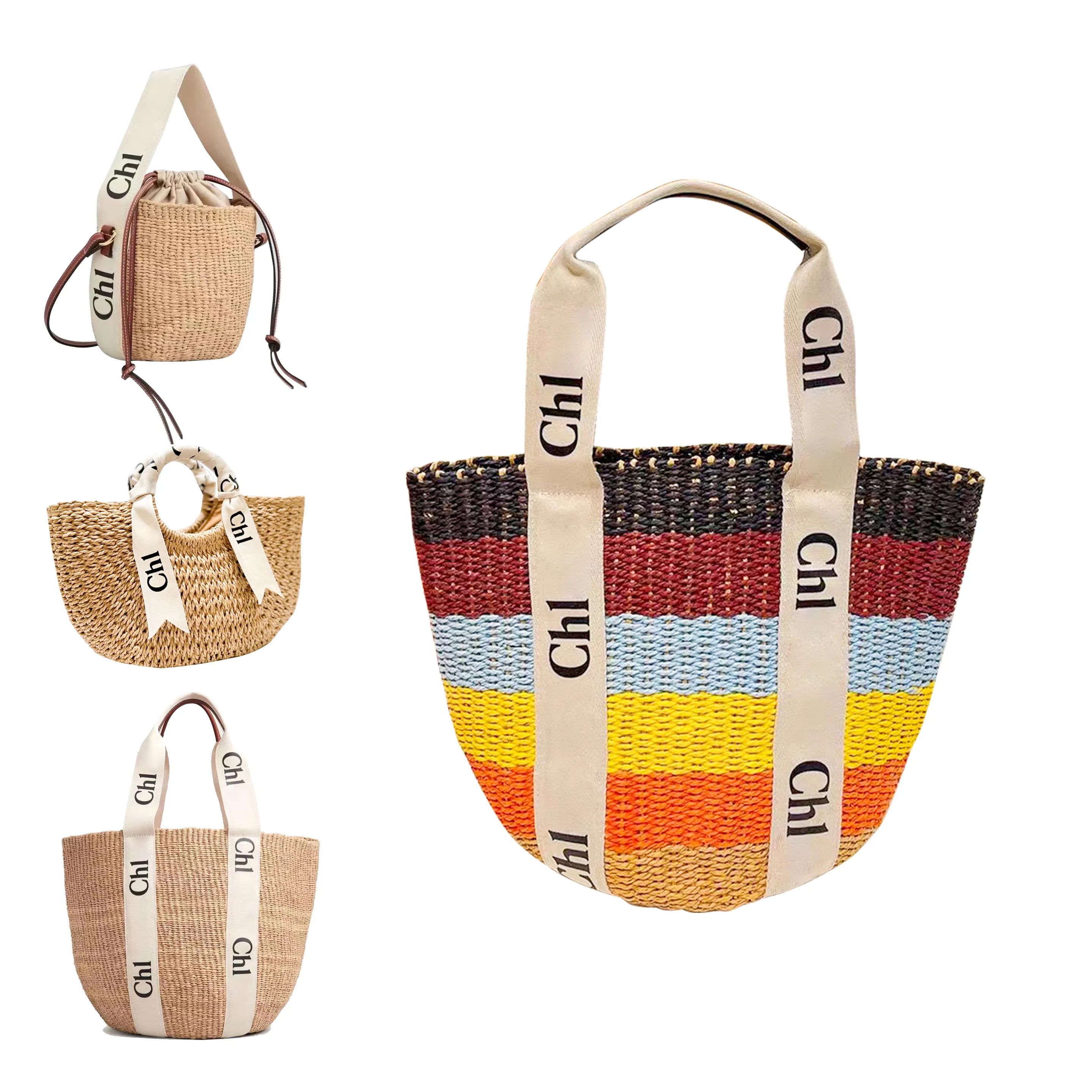 Classic Beach Raffia basket Straw Shoulder Bag Womens mens Designer Purses wallet Woody bucket su... | DHGate