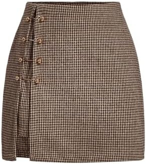 WDIRARA Women's Side Slit Metallic Trim High Waisted Faux Leather Short Skirts | Amazon (US)