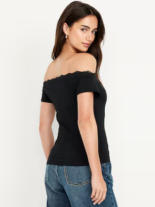 Off-Shoulder Lace-Trim Top | Old Navy | Old Navy (US)