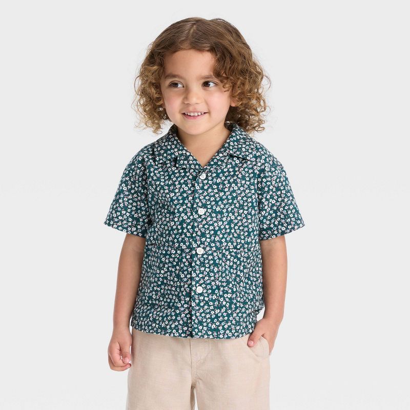 Toddler Boys' Short Sleeve Button-Down Shirt - Cat & Jack™ Green | Target