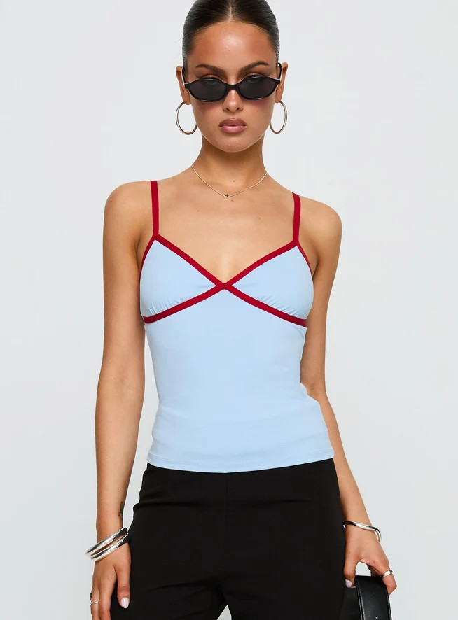 Tiera Top Blue / Red | Princess Polly US