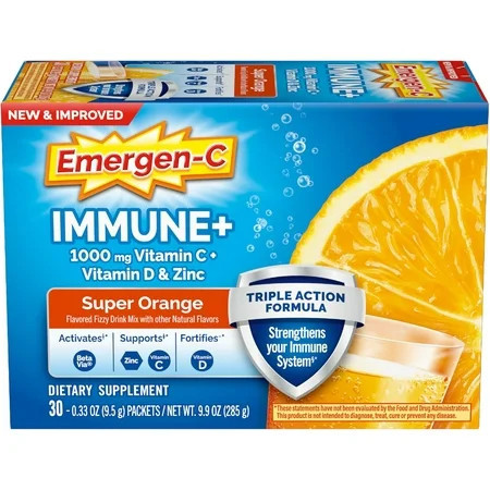 Emergen-C Immune Plus Vitamin C Supplement for Immune Support, Super Orange, 30 Ct | Walmart (US)