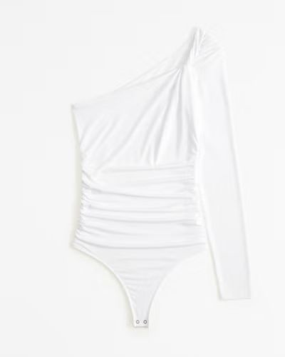 Long-Sleeve One-Shoulder Twist Ruched Bodysuit | Abercrombie & Fitch (US)