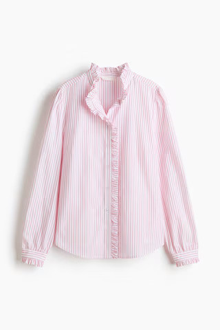Ruffle-Trimmed Poplin Blouse | H&M (US, CA, MX)