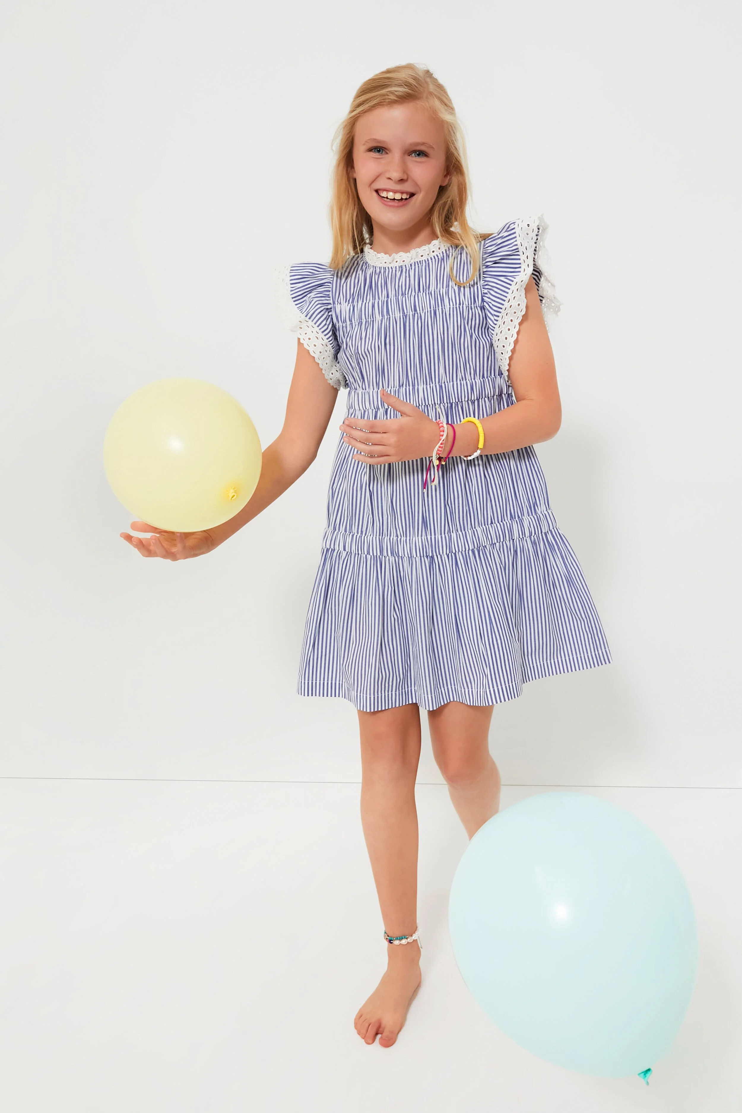 Multi Axelle Stripe Shirting Flutter Sleeve Dress | Tuckernuck (US)