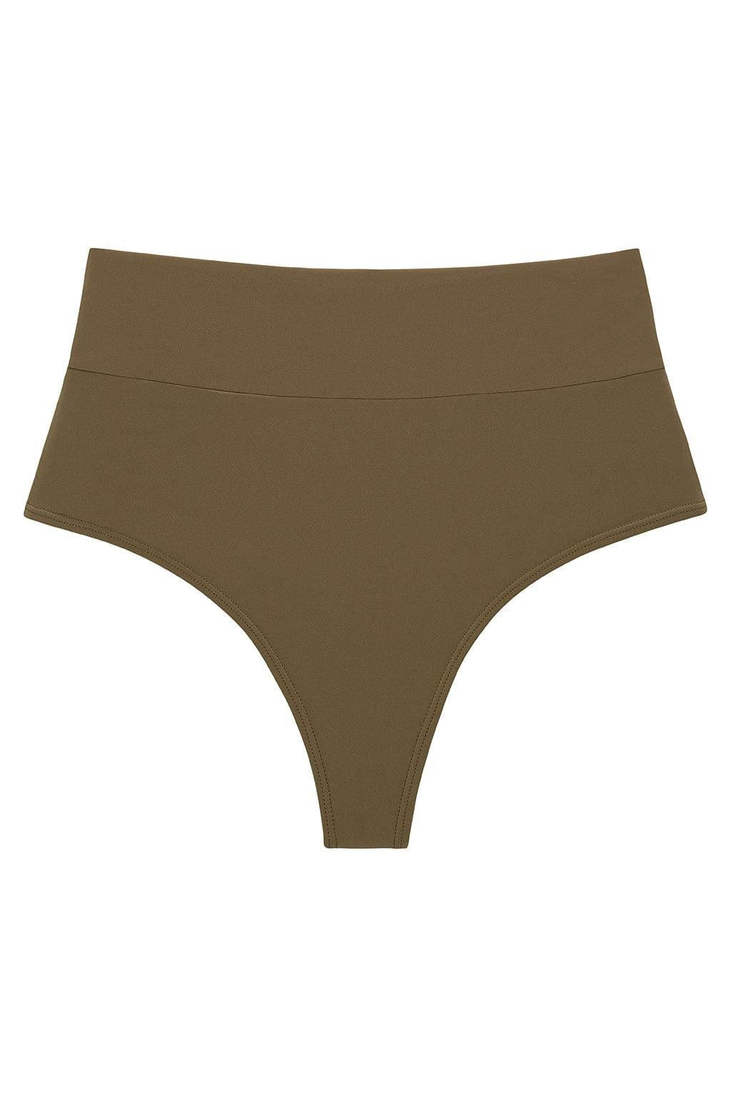 Khaki Added Coverage High Rise Bikini Bottom | Montce