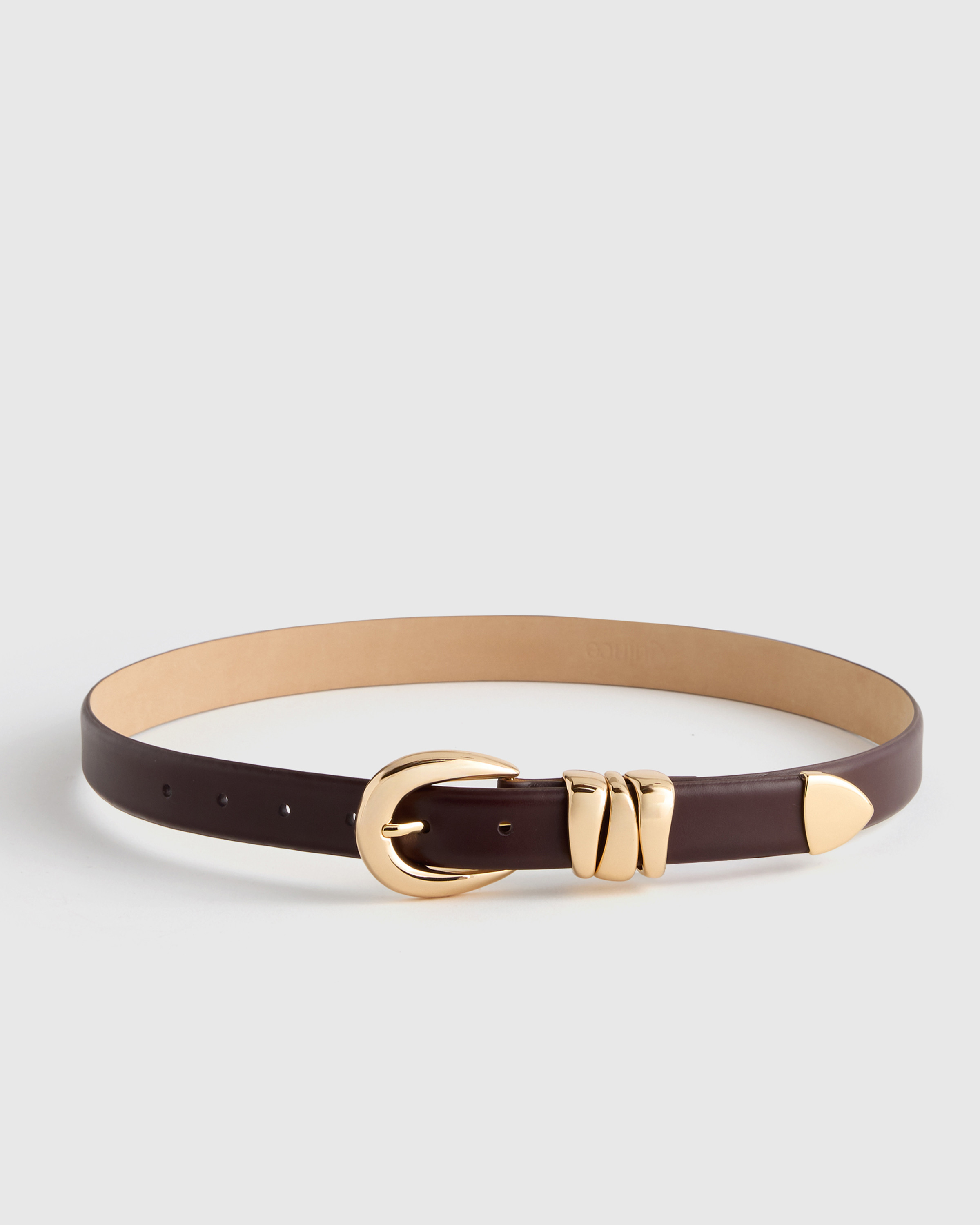 Quince | Women's Elissa Triple Keeper European Leather Belt in Espresso, Size Large | Quince