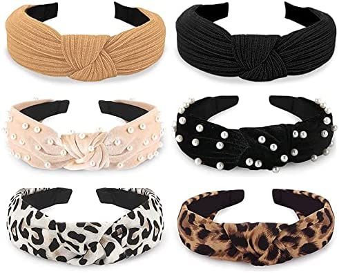 WOVOWOVO Headbands for Women Girls Knotted Headbands Pearl Headband Wide Top Knot Head Bands for ... | Amazon (US)
