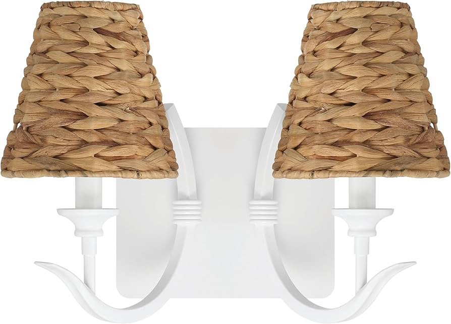 Craftmade Kokomo 2 Light Matte White Finish Wall Sconce with Natural Sea Grass Shades | Amazon (US)