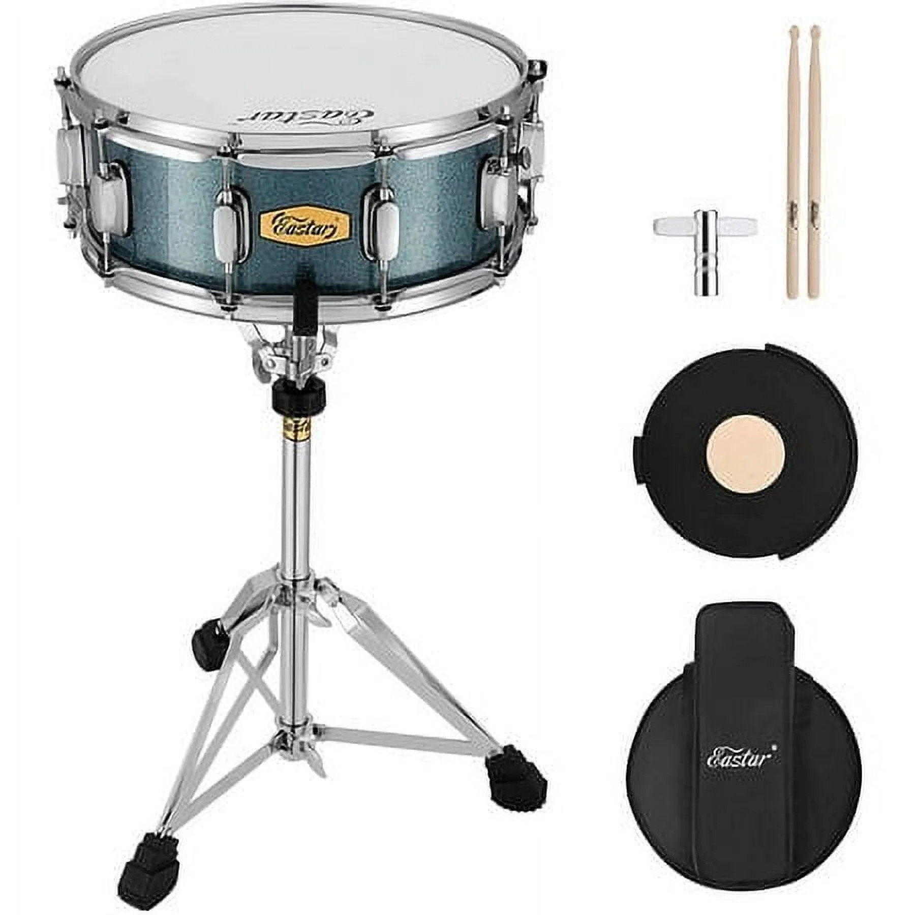 Eastar Snare Drum Set with Mute Practice Pad Student Beginner Kit, Stand, Sticks, Starry Blue | Walmart (US)