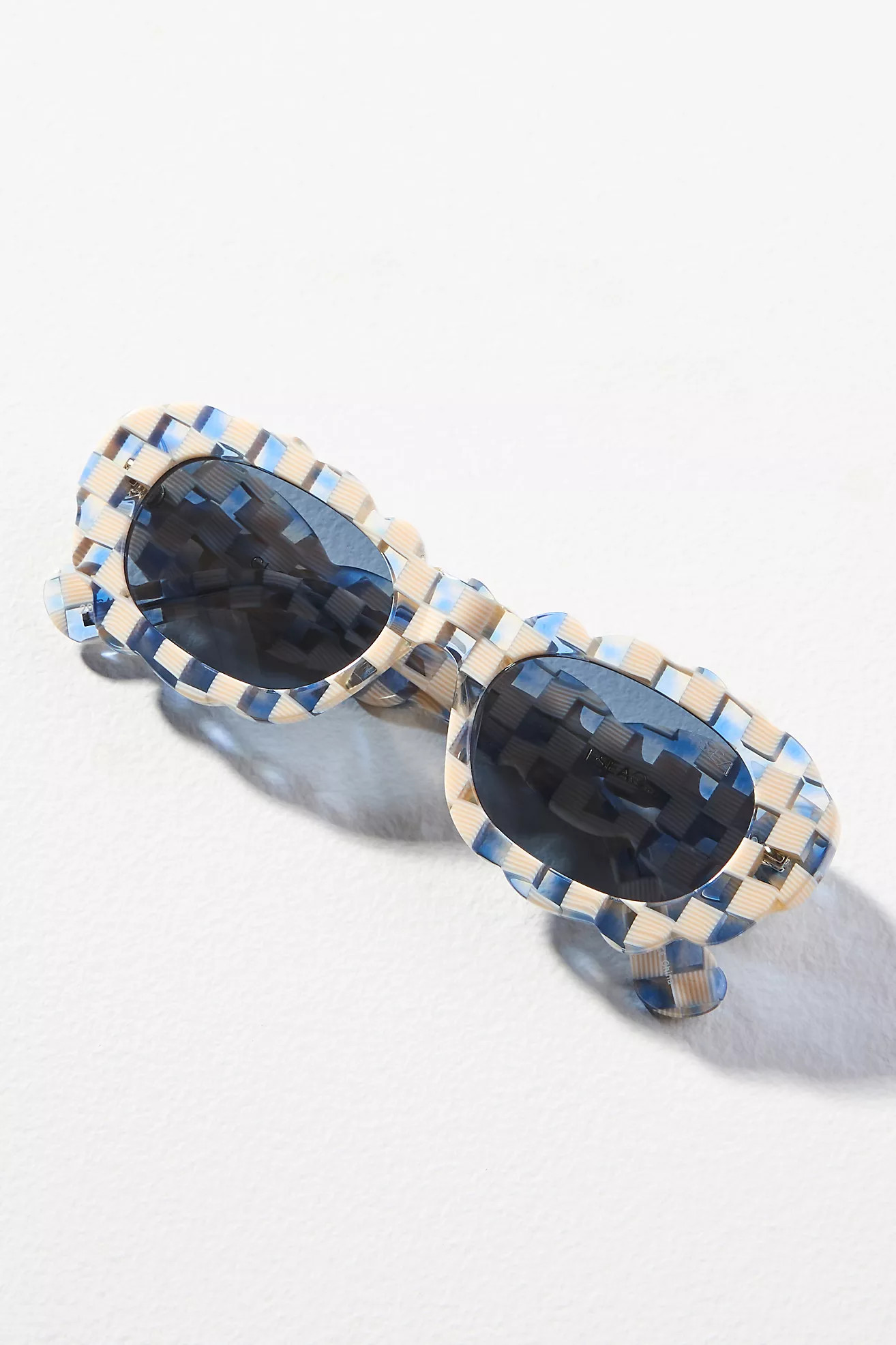 I-SEA Cloud 9 Check Oval Sunglasses | Anthropologie (US)