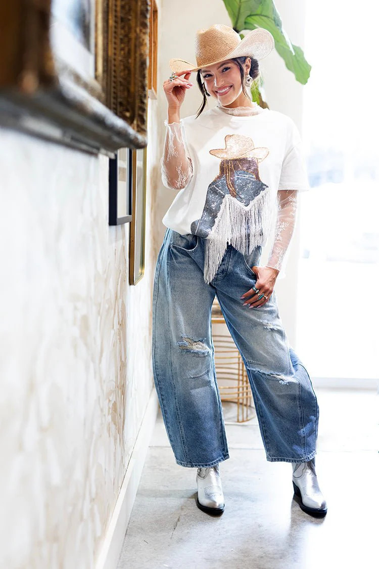 Distressed Light Wash Barrel Jeans | Flea Style
