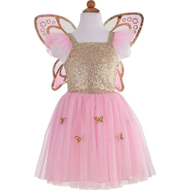 Great Pretenders | Gold Butterfly Dress and Wings (Pink, Size 5-7), Halloween Costume | Maisonette | Maisonette