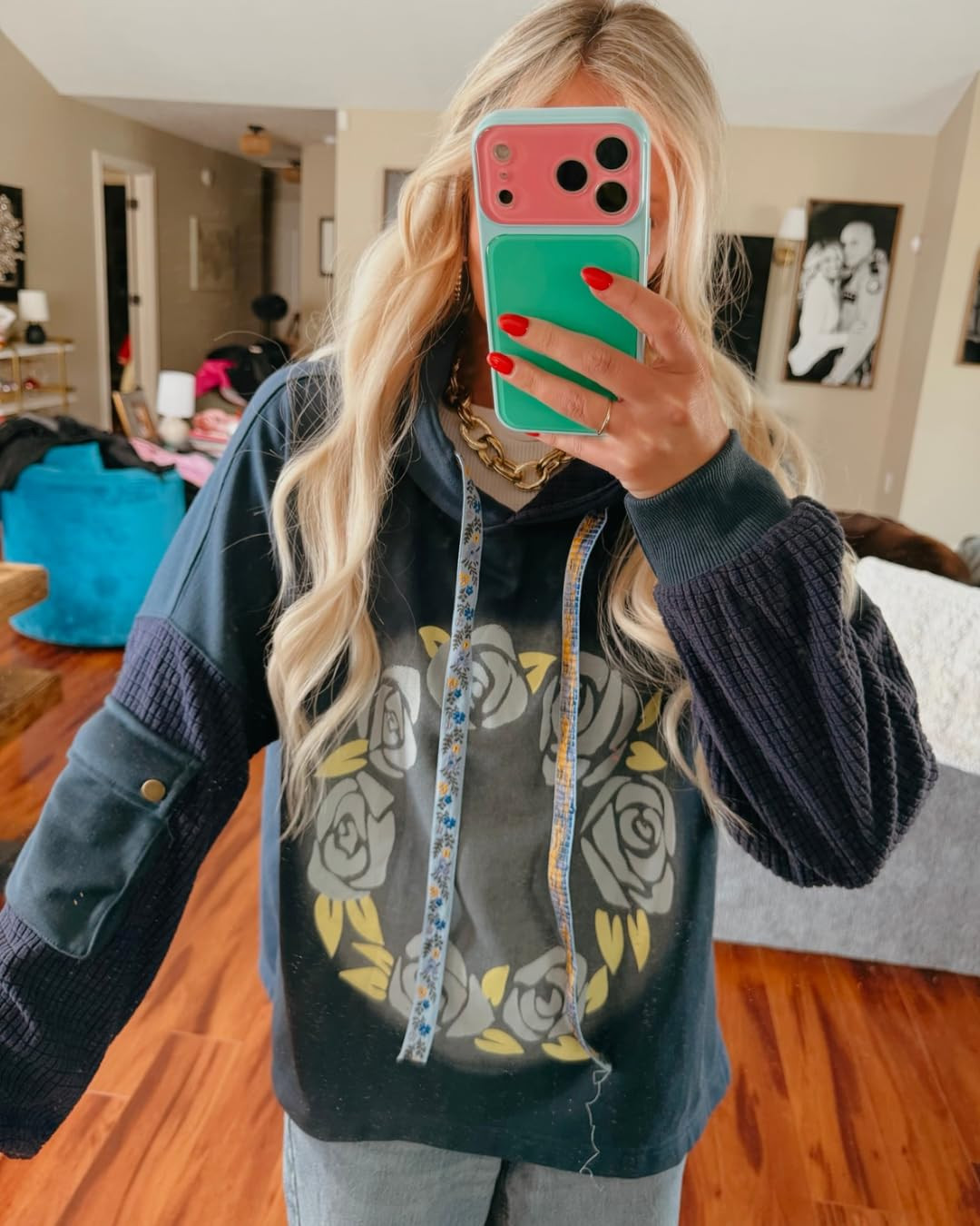 ZIZERY Womens Oversized Hoodie Rose Floral Print Pullover Sweatshirt | Soft Cotton Blend, Floral ... | Amazon (US)