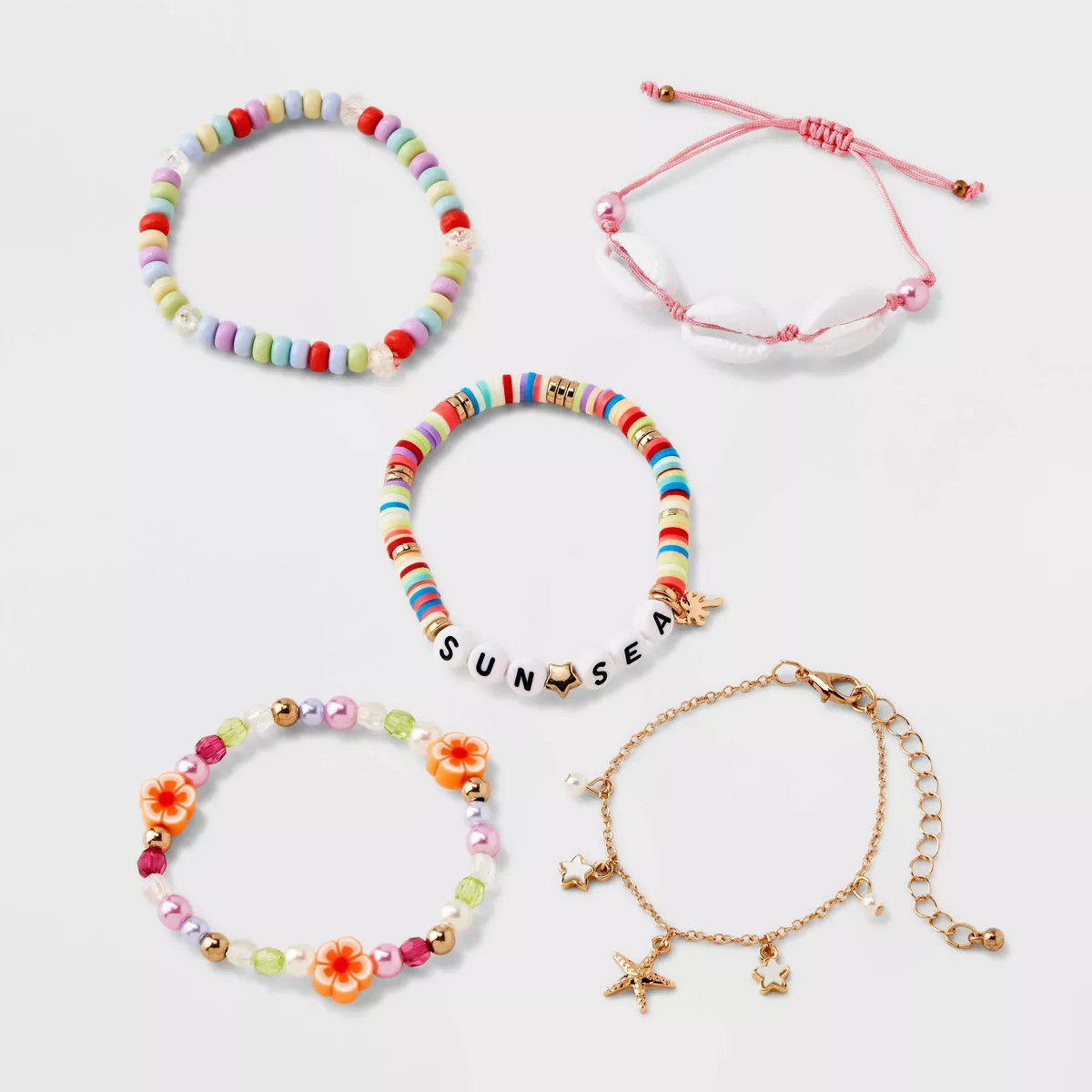 Girls' 5pk Sun Sea and Shells Bracelet Set - art class™ | Target