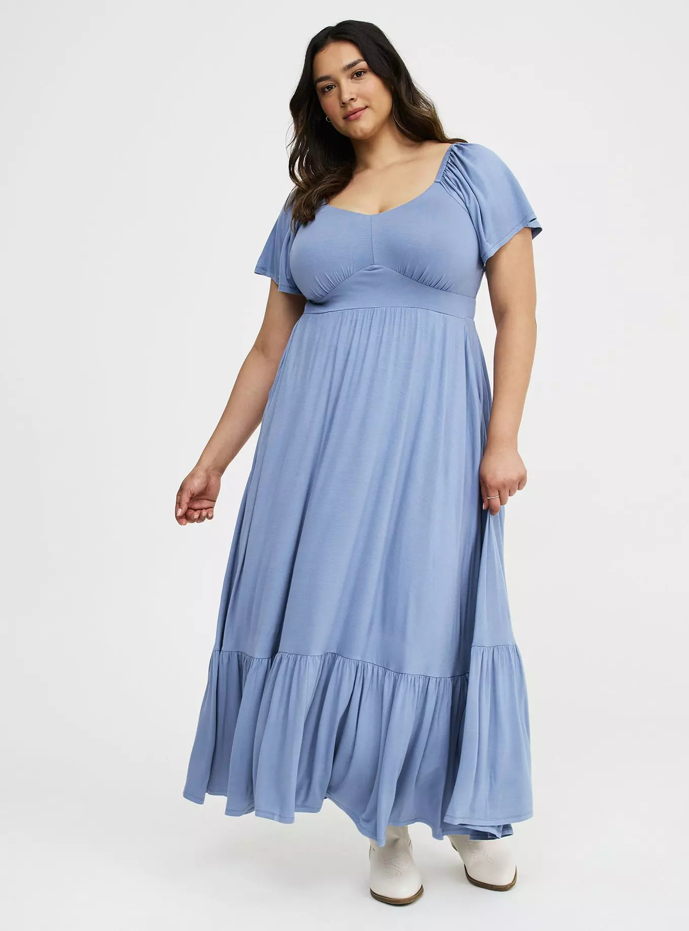 Flutter Sleeve Tiered Maxi Dress | Torrid (US & Canada)