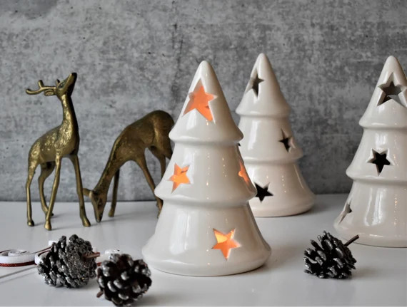 Christmas Tree white Christmas tree  Votive decoration de | Etsy | Etsy (US)