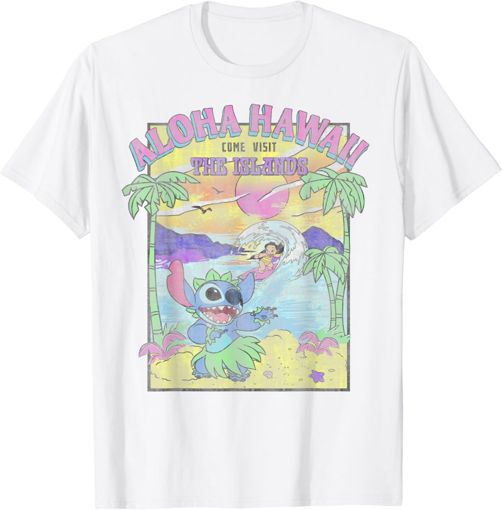 Disney Lilo & Stitch Aloha Hawaii Come Visit The Islands T-Shirt | Amazon (US)