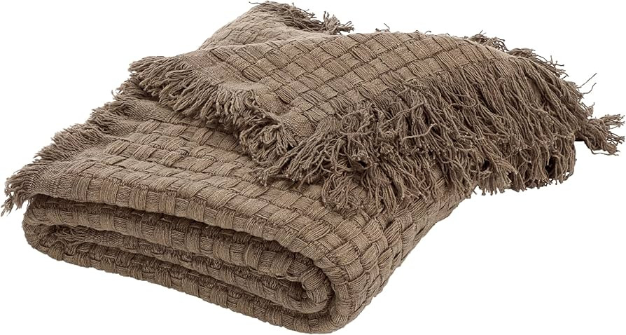 SAFAVIEH Home Collection Inaya Natural 51 x 67 Cotton Decorative Throw Blanket | Amazon (US)