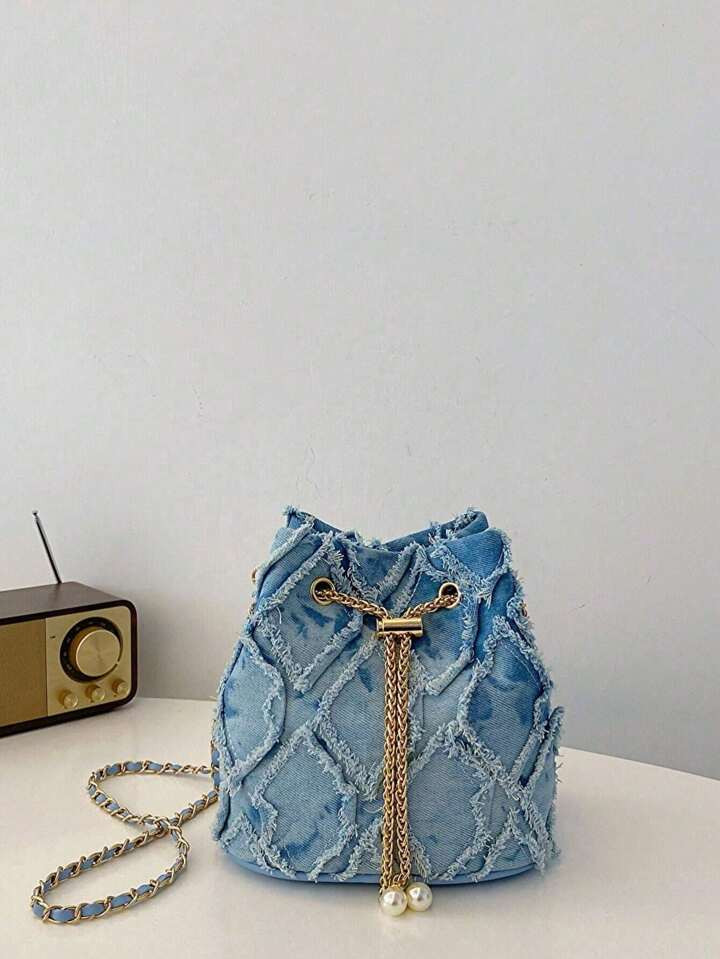 Women's Drawstring Bag Mini Crossbody Bucket Bag Rhombus Pattern Daily Outdoor Purse | SHEIN