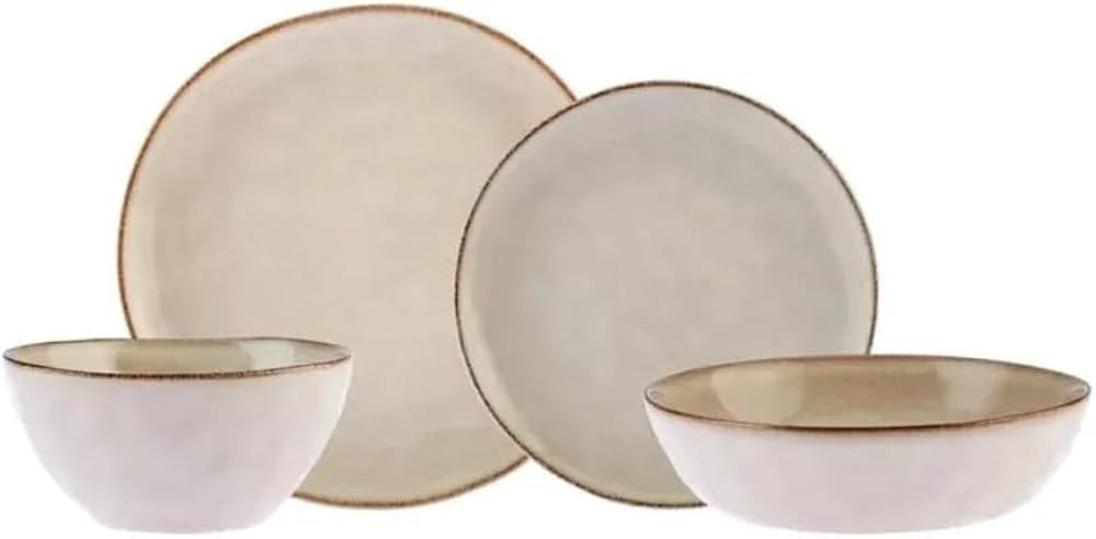 Karaca Aria 24-Piece Stoneware Dinner Set, Plates and Bowls Set for 6 People, Reactive Glaze Dinn... | Amazon (UK)