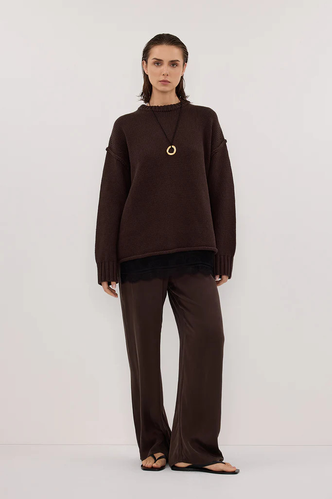 PERCY BITTER CHOC SILK PANT | DISSH