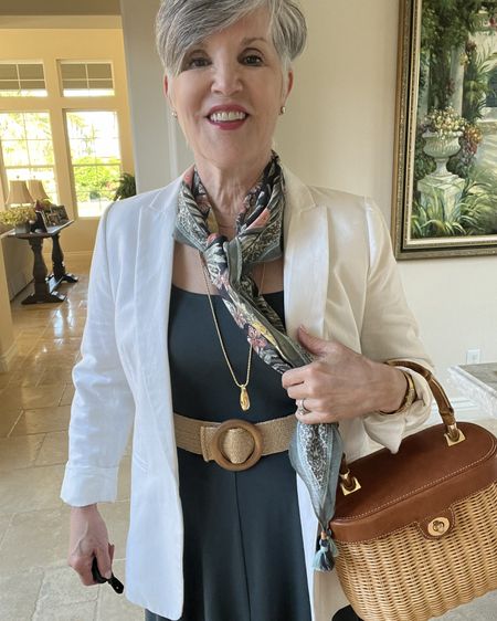 Work look or Mother’s Day brunch? White blazer over the olive dress. Add a belt, scarf, purse, and great jewelry. Done ✅ and done ✅.

#styleagram 
#stylebook
#stylebible
#stylefashion
#outfitshot
#styleaddict
#jcrewfactory 
#nordstrom
#macysstylecrew
#talbotsofficial 
#jjillstyle
#getreadywithme 
#styletips
#grwm
#styleblogger
#springfashion
#casualandchic 
#ltkover40
#ltkover50
#ltkspring
#ltkshoecrush
#ltkitbag
#nude