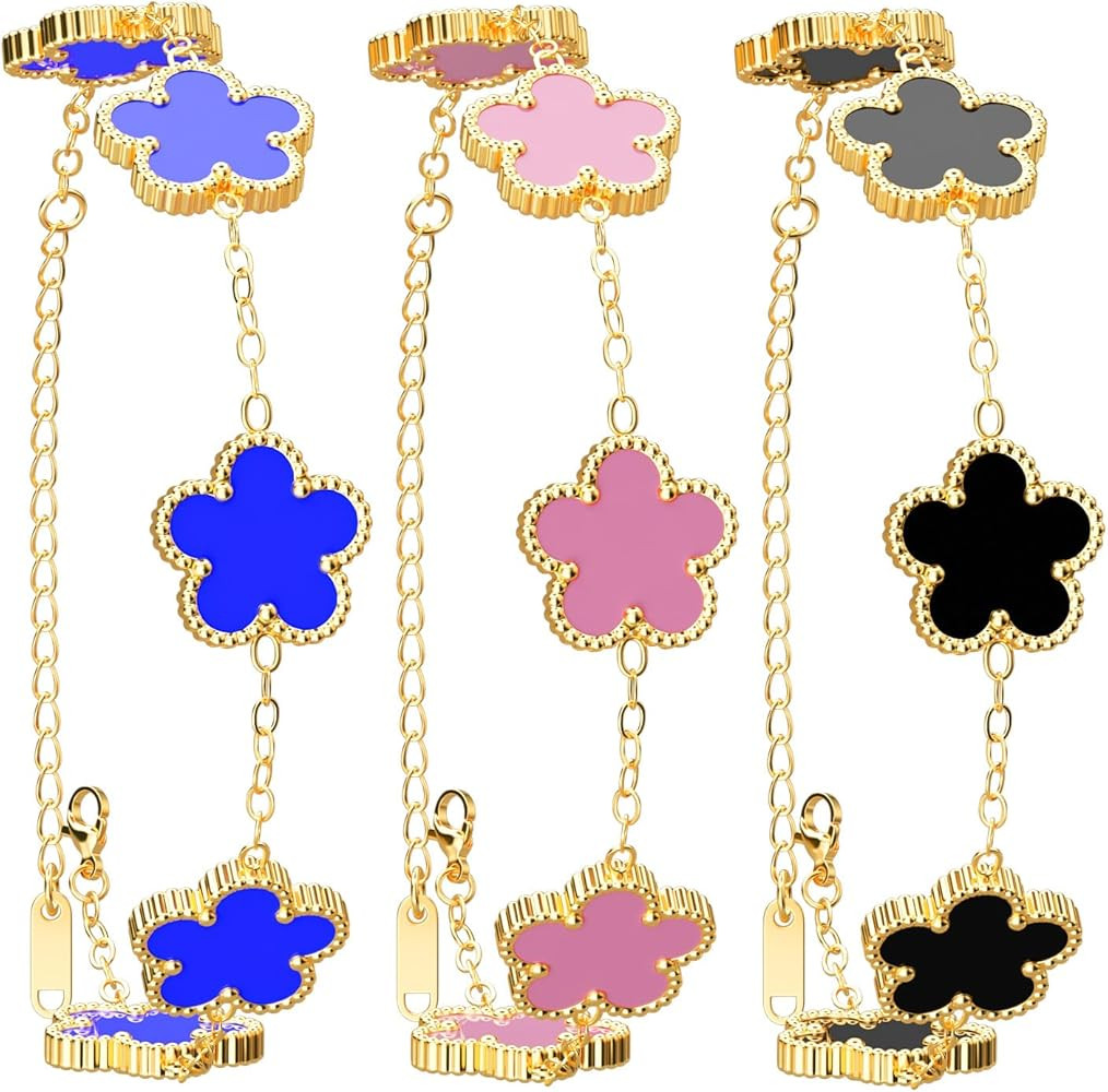 AICase 18K Gold Plated Clover Bracelet Dupes Bracelet Set for Women Flower Leaf Lucky Clover Brac... | Amazon (US)
