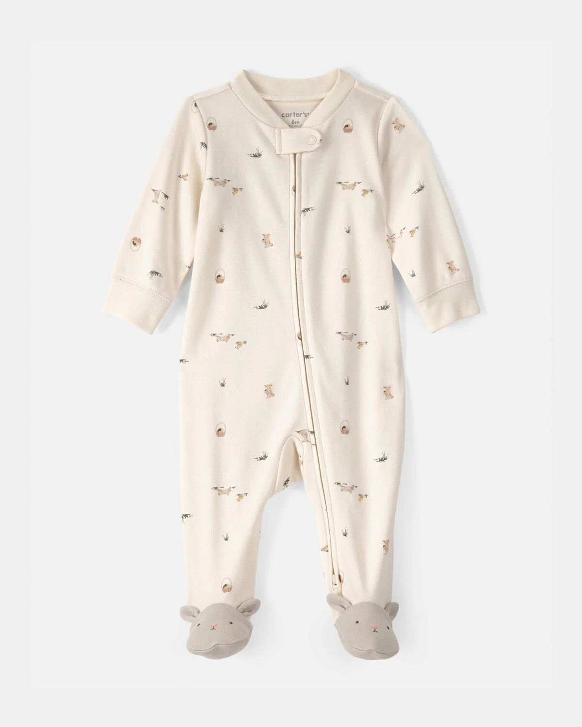 Baby Easter Bunny 100% Cotton 2-Way Zip Sleep & Play Pajama - Cream | Carter's | Carter's Inc
