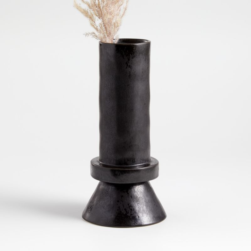 Black Brutalist Vase + Reviews | Crate and Barrel | Crate & Barrel