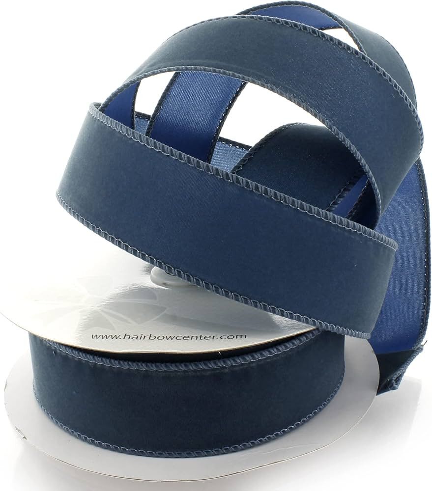 Ribbon Traditions 1.5" Wired Suede Velvet Ribbon Antique Blue - 10 Yards | Amazon (US)