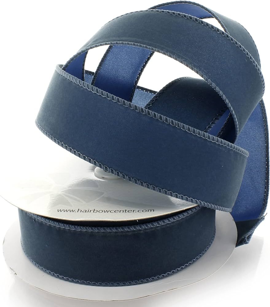 Ribbon Traditions 1.5" Wired Suede Velvet Ribbon Antique Blue - 25 Yards | Amazon (US)