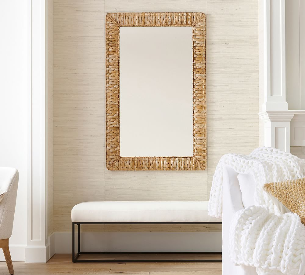 Mallorca Handwoven Seagrass Rectangular Wall Mirror | Pottery Barn (US)