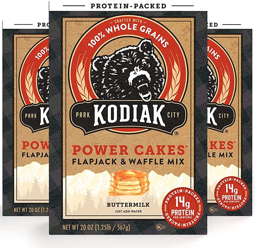 Kodiak Cakes Power Cakes - Protein Pancake Mix & Waffle Mix - 100% Whole Grain - Buttermilk (Pack of | Amazon (US)