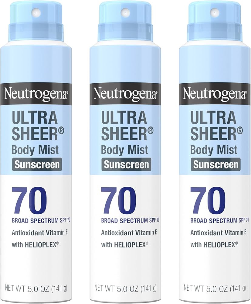 Neutrogena Ultra Sheer Body Mist Sunscreen Spray, Broad Spectrum SPF 70, Lightweight Spray Sunscr... | Amazon (US)