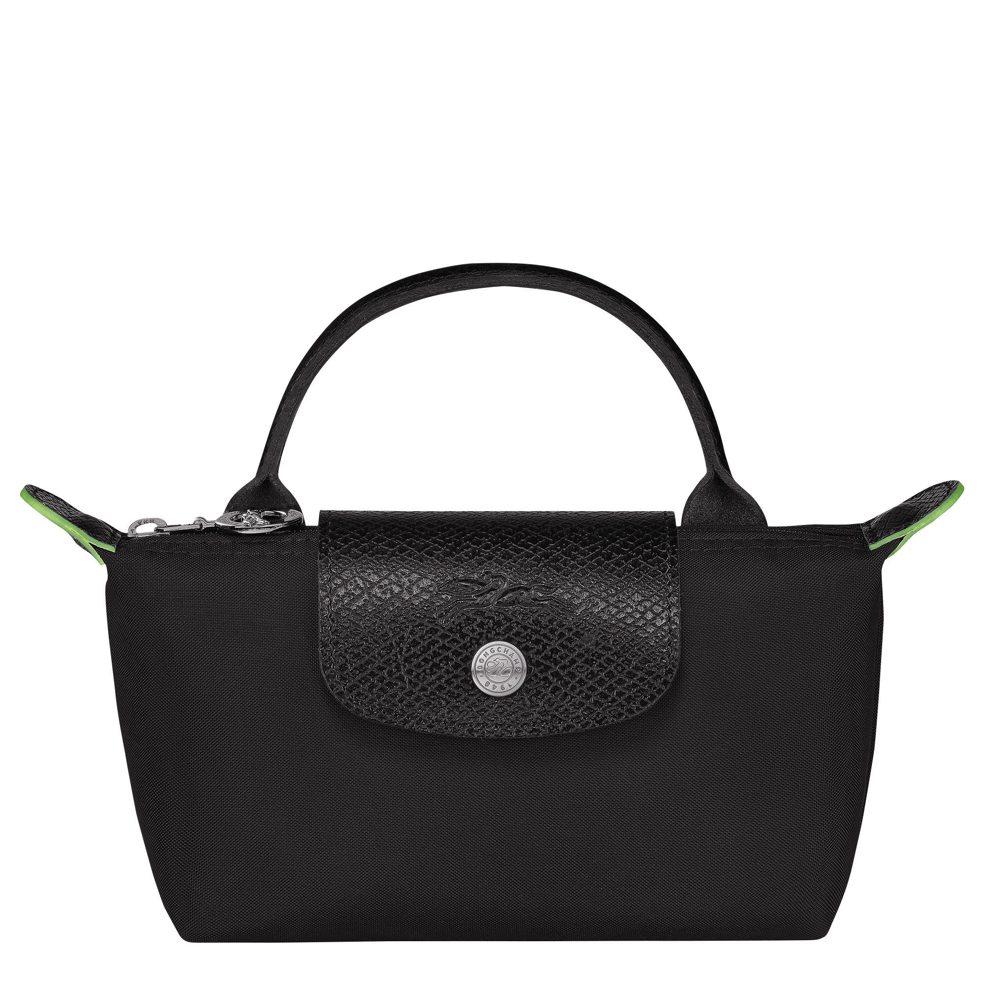 Le Pliage Green Pouch with handle Black - Recycled canvas | Longchamp US | Longchamp