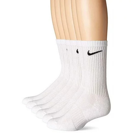 Nike Unisex Everyday Cotton Cushioned Crew Training Socks with DRI-FIT Technology Medium White (Pack of 6 Pairs) | Walmart (US)