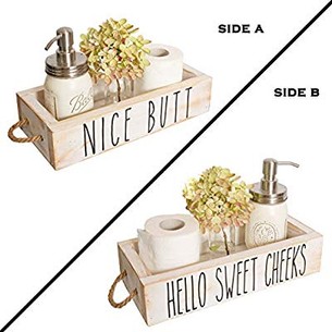 Click for more info about Nice Butt Bathroom Decor Box, 2 Sides with Funny Sayings - Funny Toilet Paper Holder Perfect