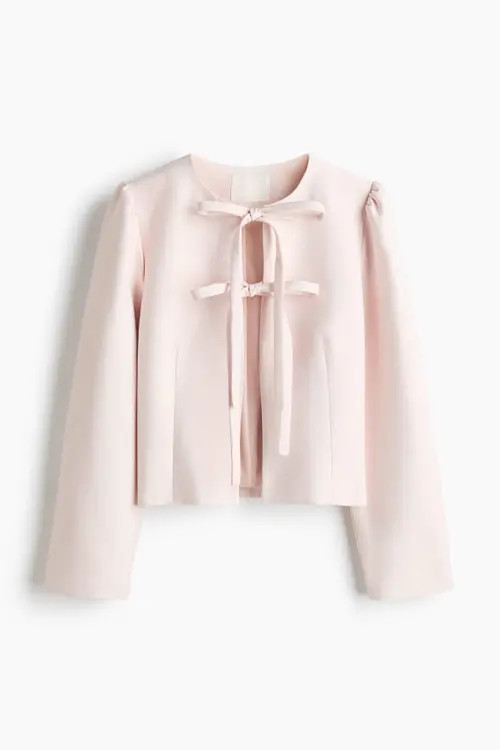 H&M Tie-front Jacket in Powder Pink at Nordstrom, Size Large | Nordstrom